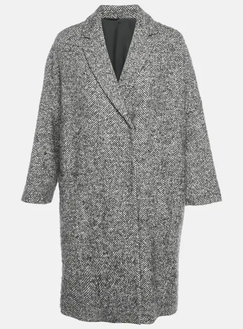 Brunello Cucinelli Herringbone Wool Blend Oversized Coat S