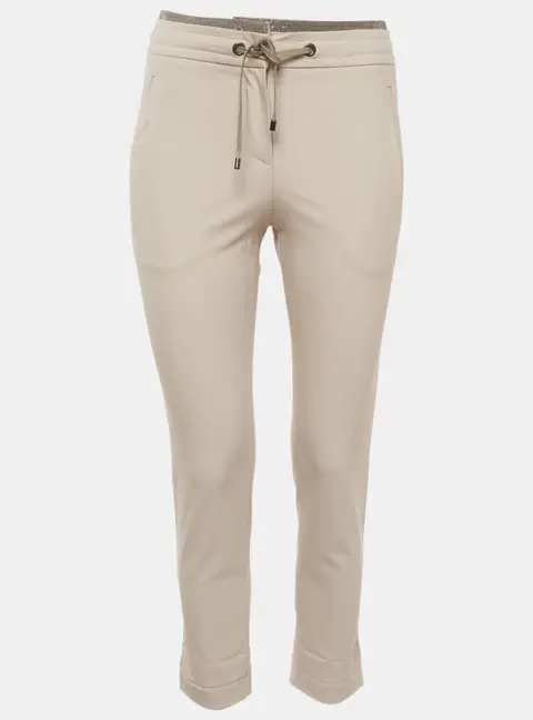 Brunello Cucinelli Beige Monili Embellished Cotton Trousers XS