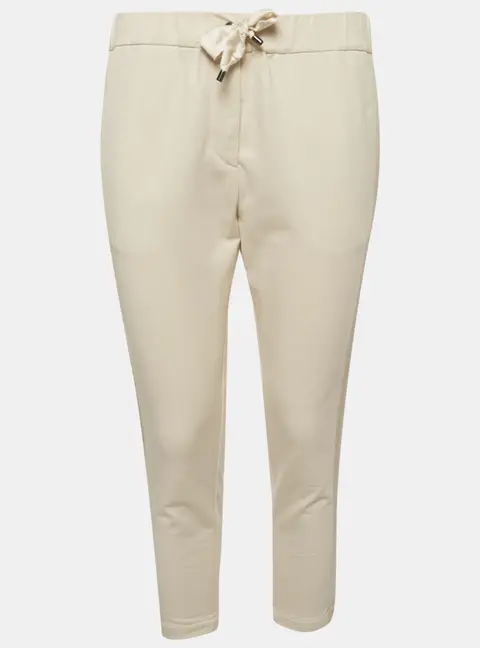 Brunello Cucinelli Cream Side Stripe Jersey Cropped Pants XS