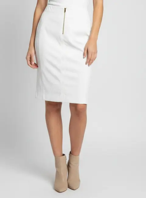 Tom Ford Off White Denim Knee Length Skirt M