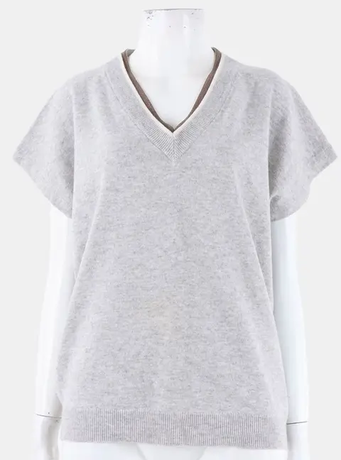 Brunello Cucinelli Knit Grey Cotton Vest Size S