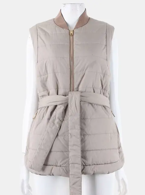 Brunello Cucinelli Reversible Grey Feather/Nylon/Polyester Padded Vest Size M