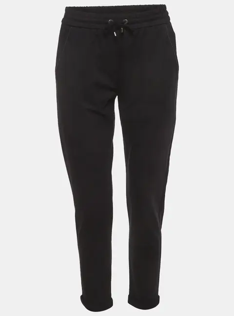 Brunello Cucinelli Black Jersey Drawstring Joggers S