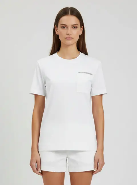 Brunello Cucinelli White Monoli Chain Detail Jersey Crewneck T-Shirt XS