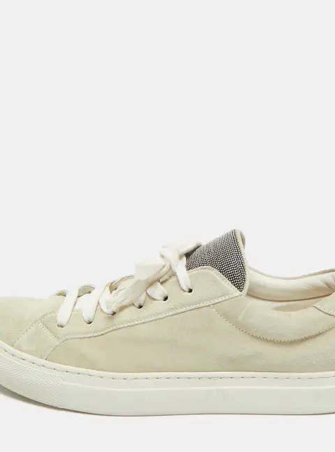 Brunello Cucinelli Grey Suede Low Top Sneakers Size 40