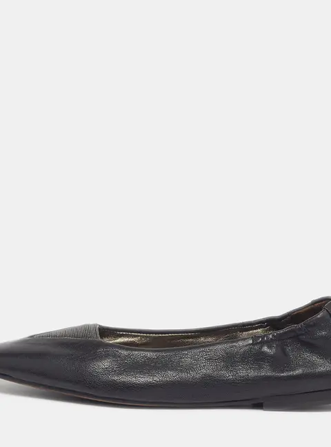 Brunello Cucinelli Size 37 Black Leather Embellishment Ballet Flats