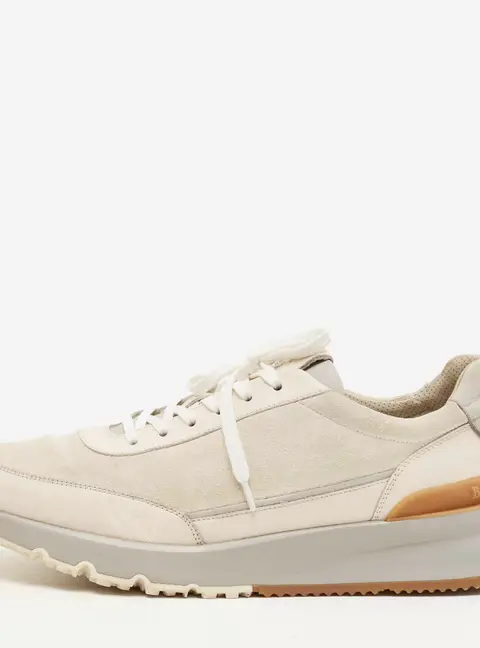 Brunello Cucinelli Size 42.5 Grey Leather and Suede Lace Up Sneakers