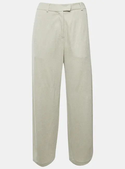 Brunello Cucinelli Beige Sparkling Pique Lurex Knit Wide Leg Pants XS