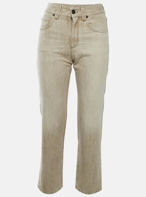 Brunello Cucinelli Beige Denim Relaxed Fit Jeans XS/Waist 26"