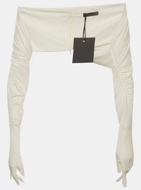C. Dam White Stretch Crepe Shrug One Size