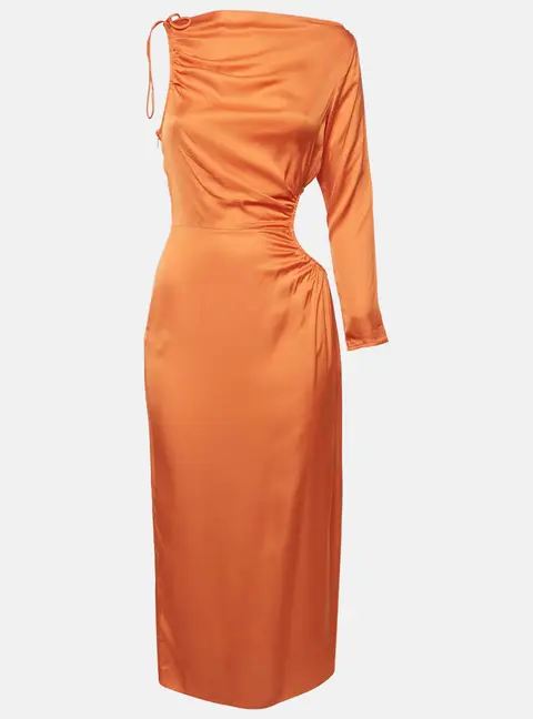 Cult Gaia Orange Viscose Blend Cut-Out Detail Midi Dress S