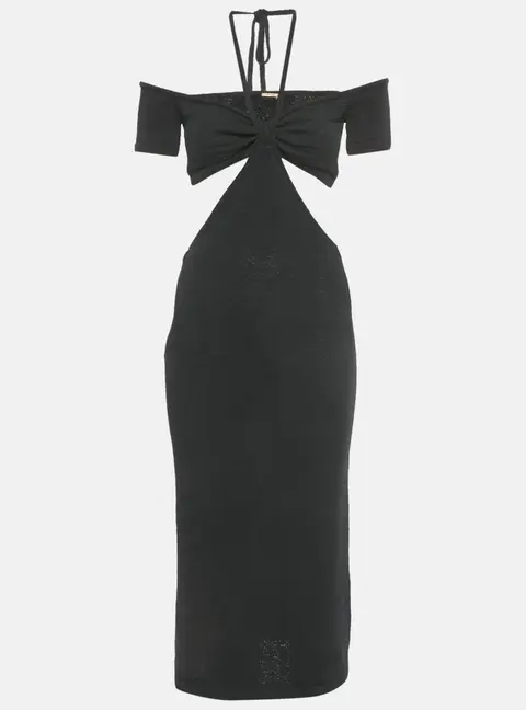Cult Gaia Black Cotton Knit Cut-Out Midi Dress S