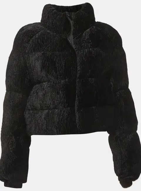 Cult Gaia Black Corduroy Bombon Puffer Jacket XS