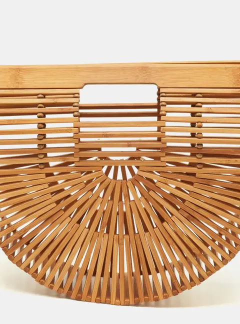 Cult Gaia Ark Small Tan Bamboo Clutch