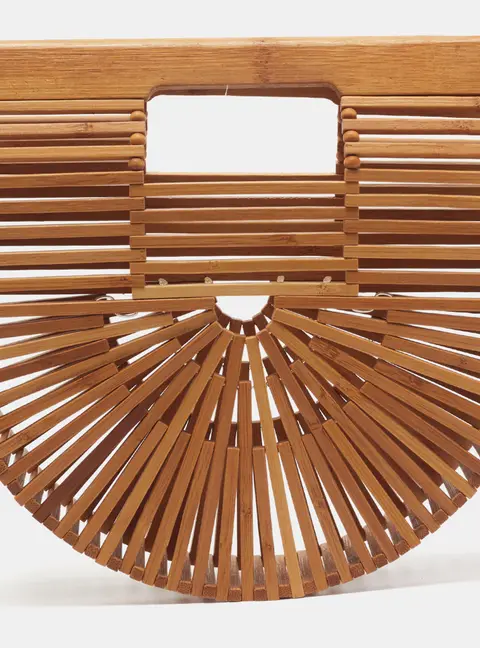 Cult Gaia Ark Mini Tan Bamboo Clutch