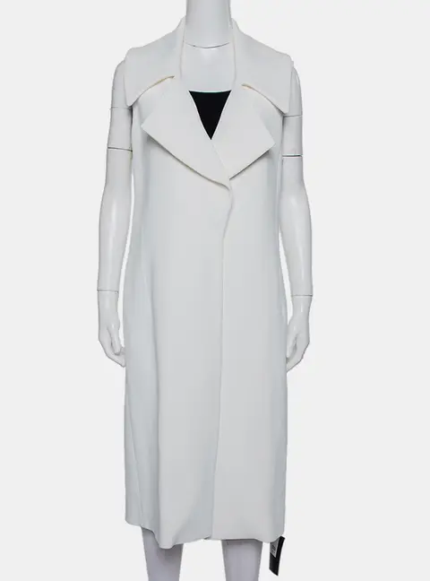 Cushnie et Ochs White Crepe Collared Open Front Coat S
