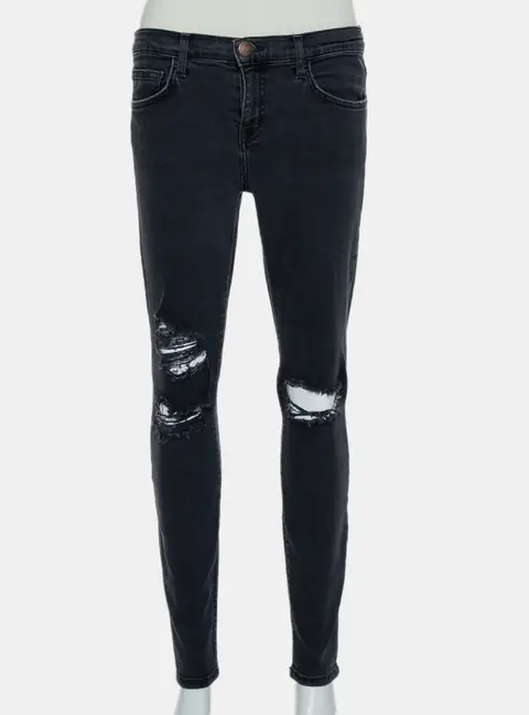 Current Elliot Black Denim Destroyed Stilletto Jeans M