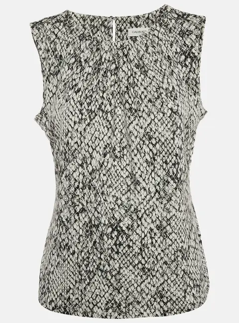 Calvin Klein Black/White Snakeskin Print Jersey Sleeveless Top M
