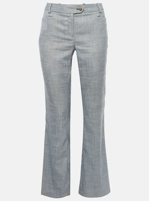 Calvin Klein Blue Straight Leg Mid-Rise Trousers XS
