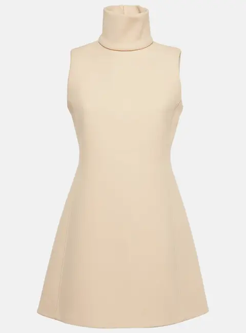 Calvin Klein Beige Crepe Mock Neck Mini Dress M