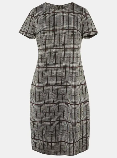 Calvin Klein Black /Red Checkered Knit Mini Dress M