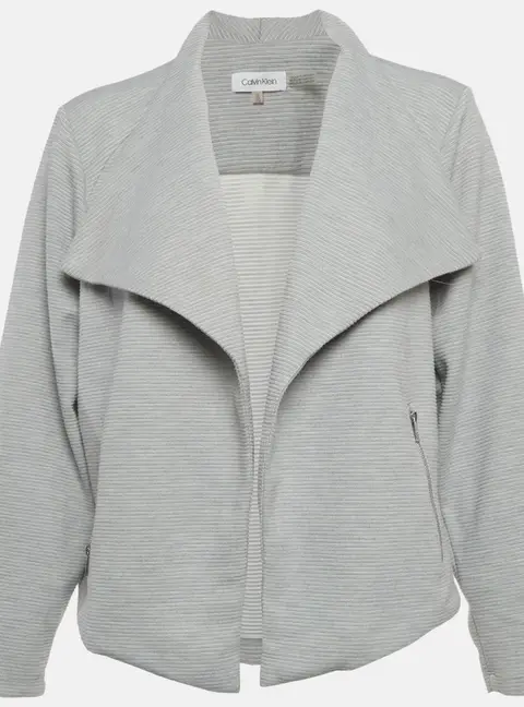Calvin Klein Grey Ribbed Corduroy Open-Front Jacket XL