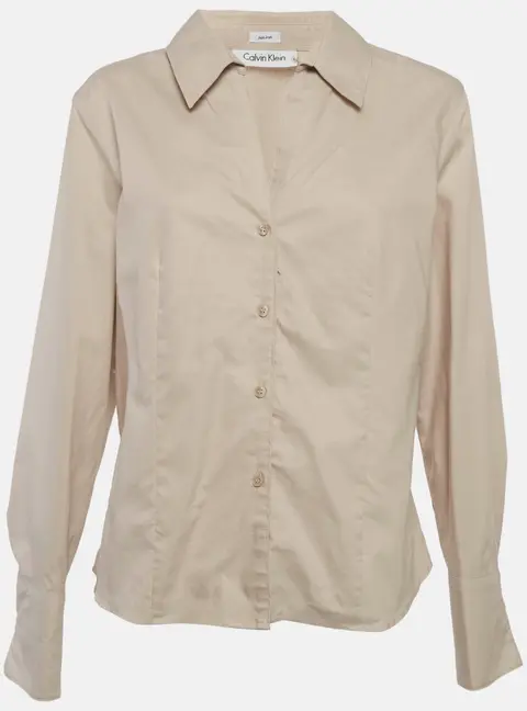 Calvin Klein Beige Cotton Long Sleeve Shirt XL