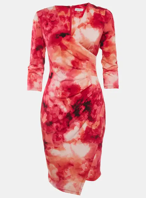 Calvin Klein Multicolour Floral Pattern Jersey Asymmetric Mini Dress S