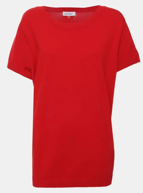Calvin Klein Red Rib Knit Top XL