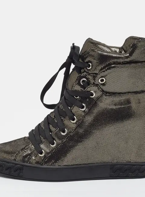 Casadei Renna Size 39 Metallic Texture Suede Wedge Sneakers