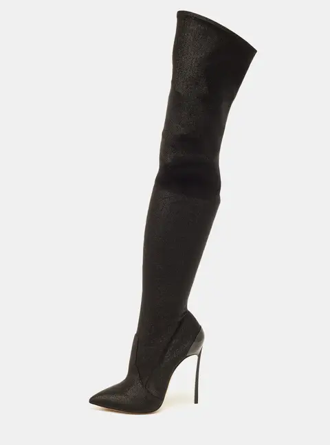 Casadei Blade Size 39 Black Stretch Fabric Knee Length Boots