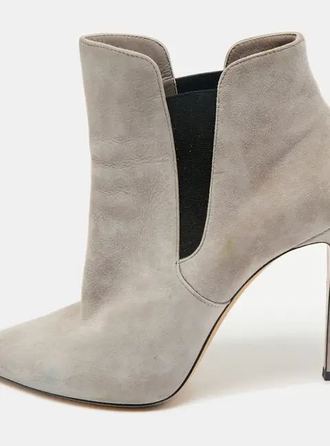 Casadei Grey Suede Pointed Toe Ankle Length Boots Size 39