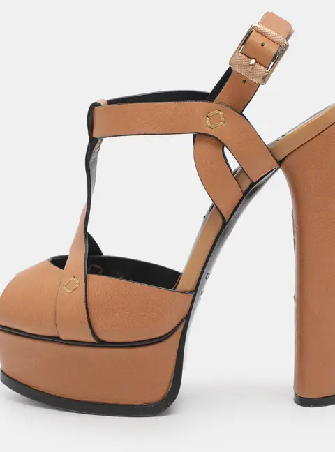 Casadei Size 35 Brown Leather Platform Sandals
