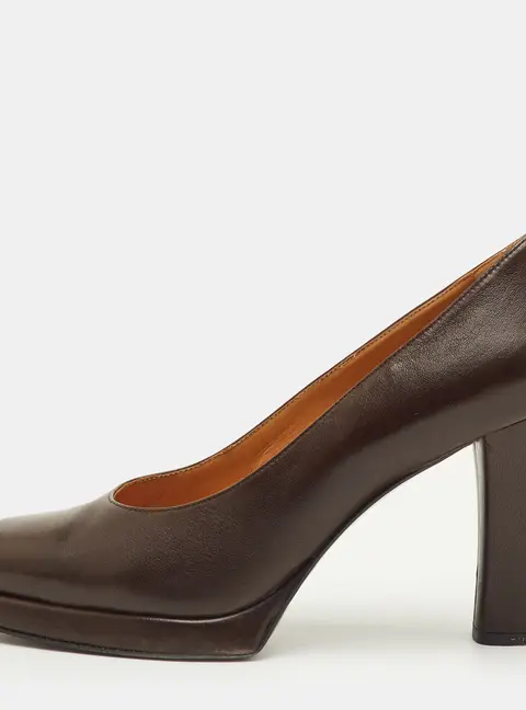 Casadei Size 40 Dark Brown Leather Platform Pumps