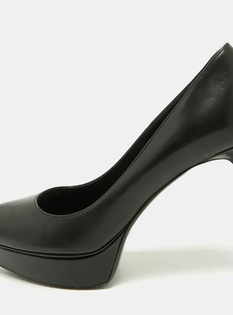 Saint Laurent Size 35 Black Leather Platform Pumps