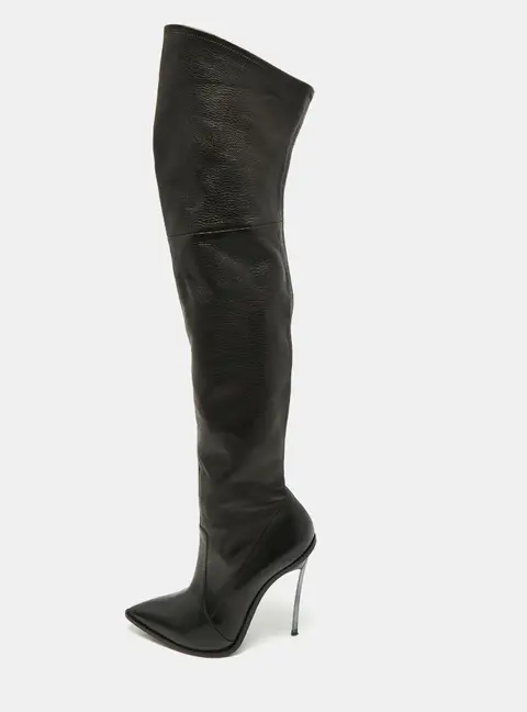 Casadei Size 41 Black Leather Knee Length Boots