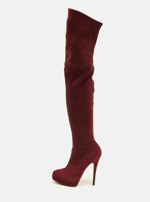 Casadei Size 39 Purple Suede Knee Length Boots