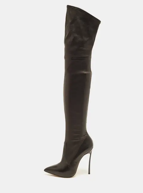 Casadei Blade Size 38.5 Black Leather Knee Length Boots
