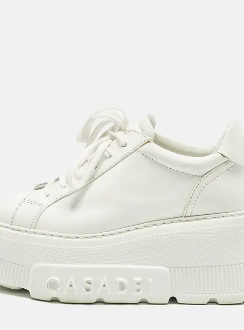 Casadei Nexus Size 37.5 White Leather Platform Sneakers