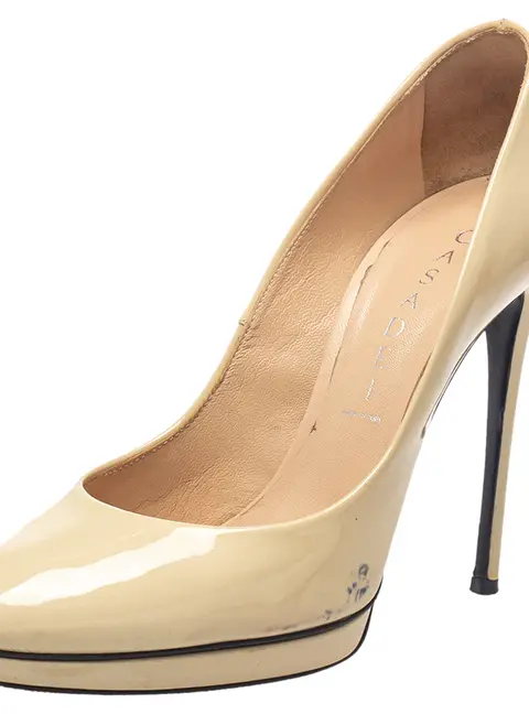 Casadei Beige Patent Leather Pumps Size 38