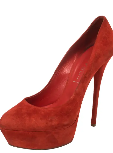 Casadei Red Suede Platform Pumps Size 40