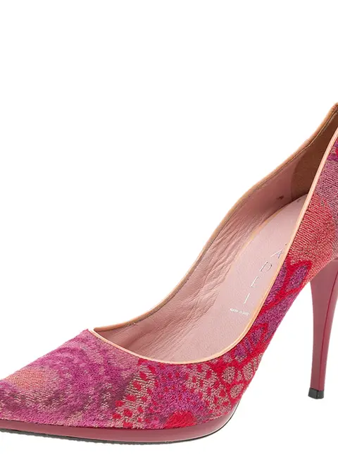 Casadei Multicolor Fabric And Leather Pointed Toe Pumps Size 36
