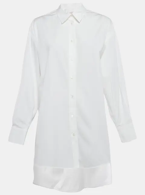 Carolina Herrera White Cotton Oversized High Side Blouse S
