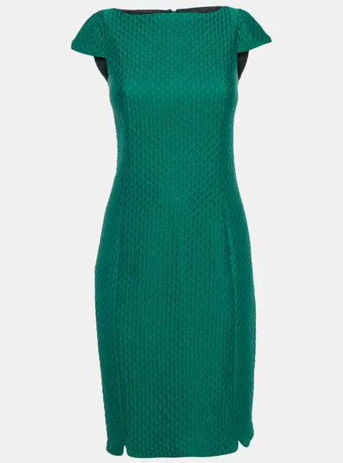 Carolina Herrera Green Textured Cotton Blend Midi Dress S