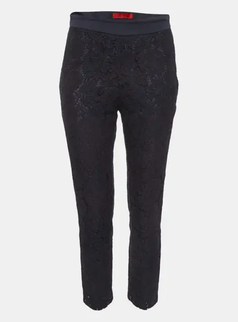 CH Carolina Herrera Navy Blue Lace Trousers S