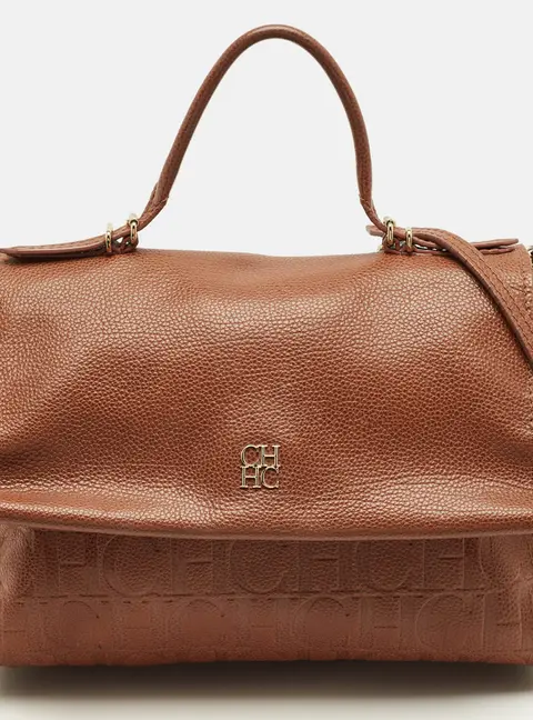 Carolina Herrera Brown Leather Minueto Top Handle Bag