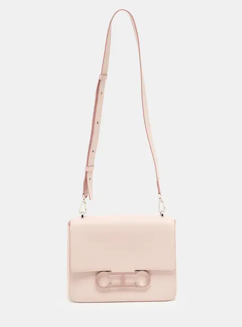 Carolina Herrera Insignia Light Pink Leather Shoulder Bag
