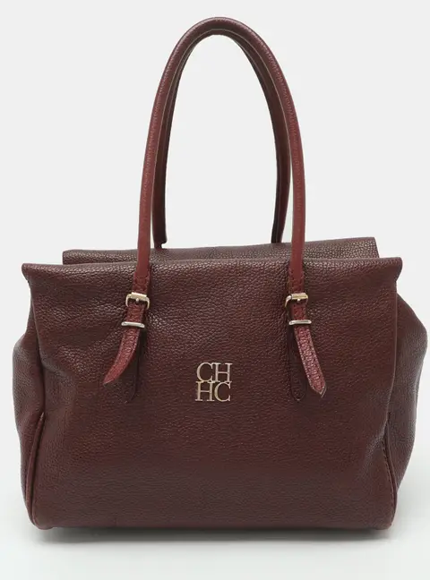 Carolina Herrera Adagio Burgundy Leather Tote