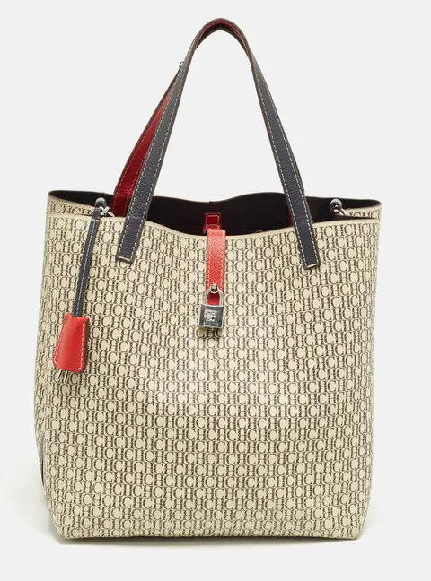 CH Carolina Herrera Matryoshka Multicolor Monogram Coated Canvas and Leather Tote