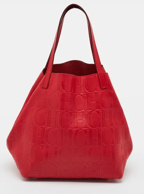 Carolina Herrera Matryoshka Red Monogram Leather Tote